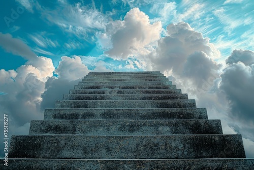 Staircase Ascending Into Cloudy Sky