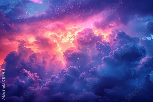 Colorful Sky Filled With Clouds and Stars © Ilugram