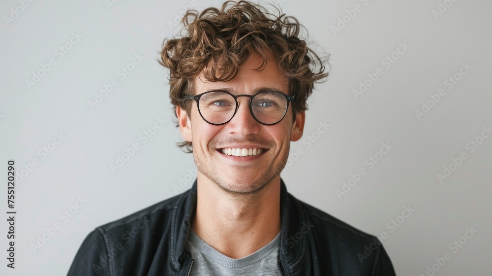 Man Wearing Glasses Smiling for Camera