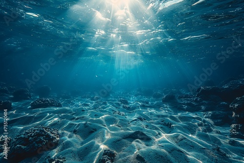 Underwater View of Sandy Ocean Floor