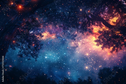 Night Sky Filled With Stars and Trees