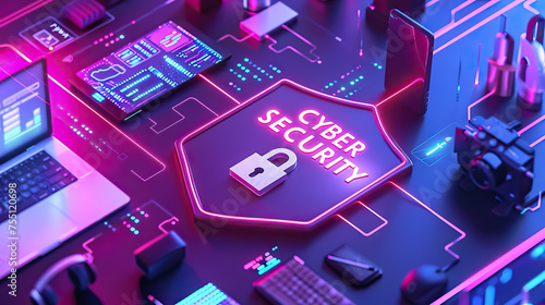 Wallpaper Mural internet digital cyber security technology concept for business background. Lock on circuit board - AI Generated Torontodigital.ca