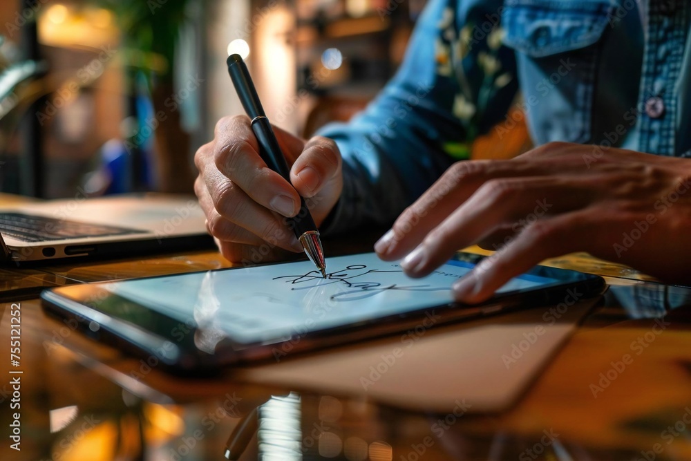 Mobile e-signature digital contract signing on mobile device. Mobile e-signature digital contract signing on mobile device.