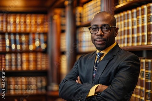Young black African male lawyer using legal computer