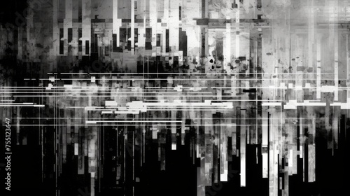Abstract black and white glitch background. Generative AI