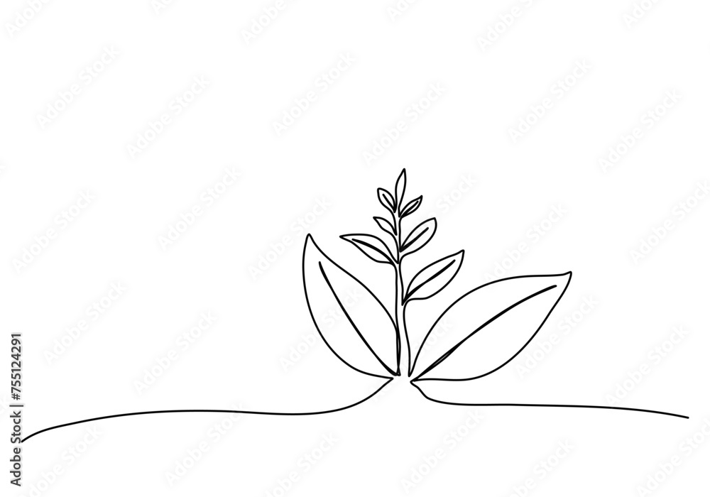 Sprout, one line drawing vector illustration. Sprout, one line drawing vector illustration.