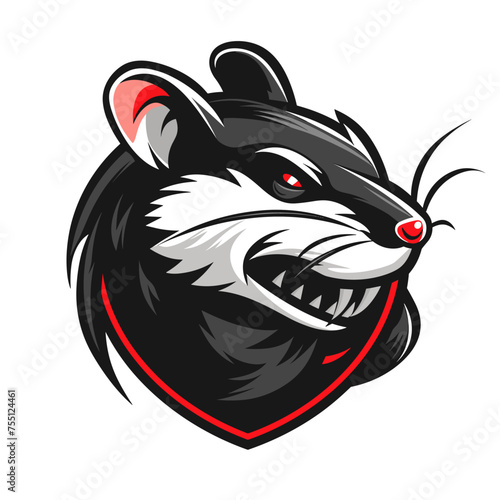 Vector esports logotype rat on white background, logo rat, icon rat, sticker rat, symbol rat, emblem rat, mouse