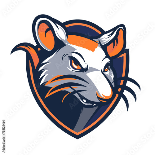 Vector esports logotype rat on white background, logo rat, icon rat, sticker rat, symbol rat, emblem rat, mouse