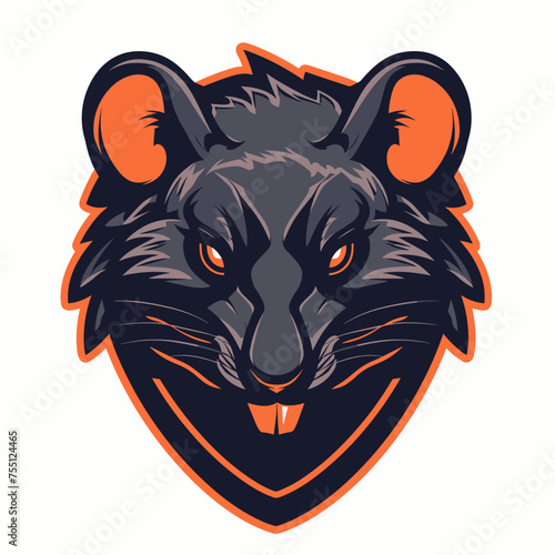 Vector esports logotype rat on white background, logo rat, icon rat, sticker rat, symbol rat, emblem rat, mouse