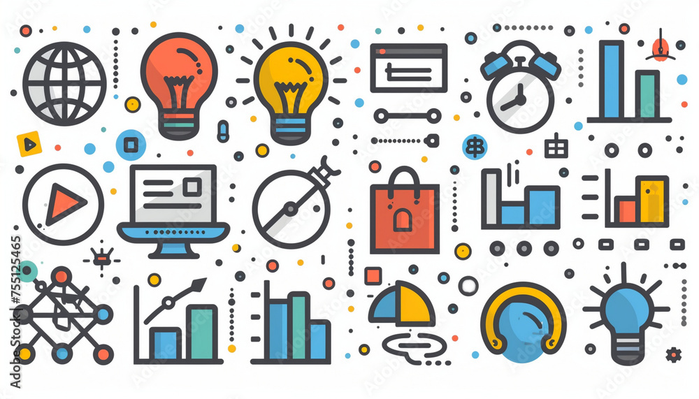 Collection of 3D Icons of Miscellaneous Objects on White Background Collection of 3D Icons of Miscellaneous Objects on White Background