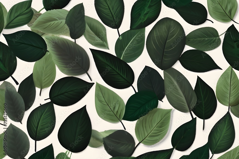 Green Leaves on White Background Green Leaves on White Background