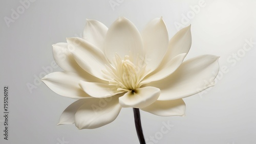 A minimalist  modern take on a vanilla flower  with soft  delicate petals and a sleek  monochromatic color scheme.