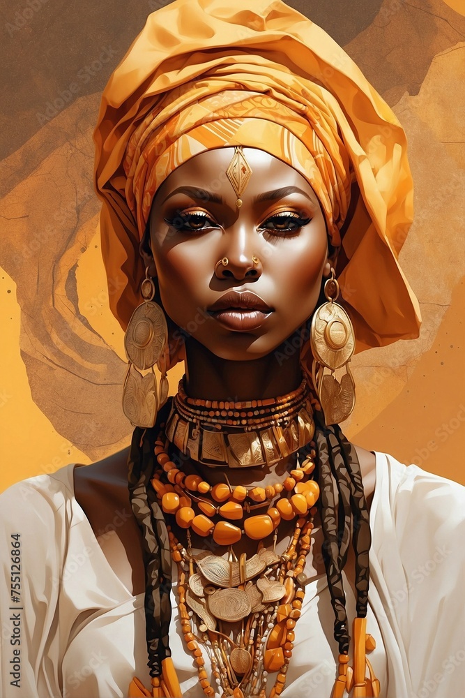 Face of an African woman with tribal makeup