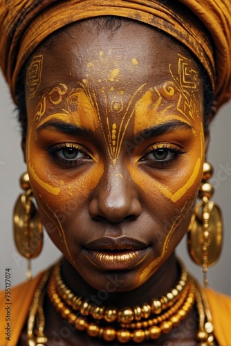 Face of an African woman with tribal makeup