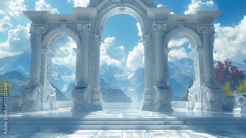 Beautiful gate of heaven. Generative AI.