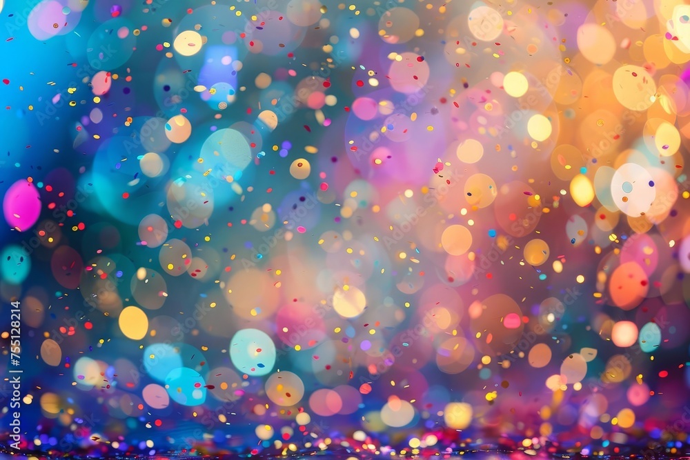 Carnival background with colorful confetti and bokeh lights Capturing the festive and joyful atmosphere of celebrations