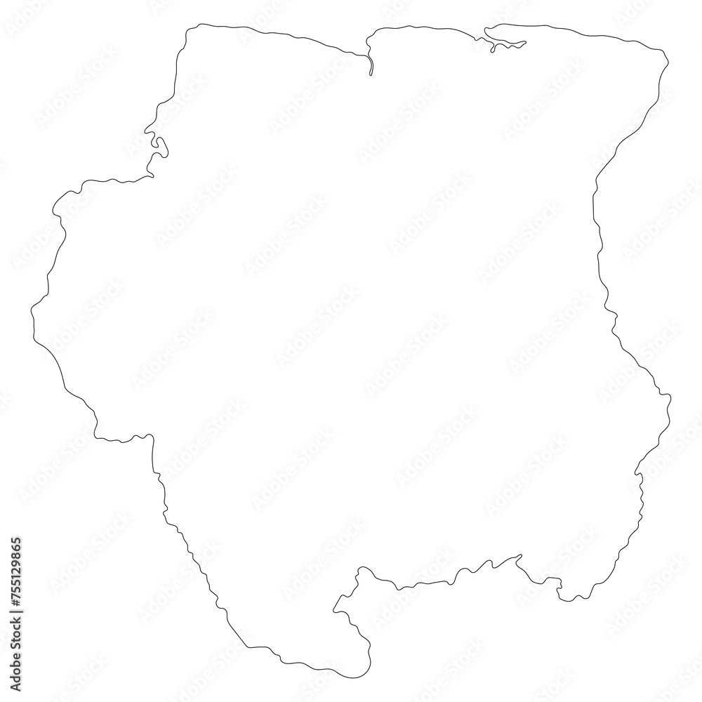 Obraz premium Suriname map. Map of Suriname in white color