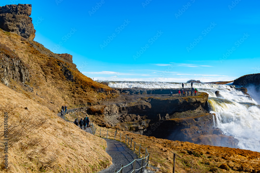 Fototapeta premium Golden Falls - The Spectacular Gullfoss Waterfalls of Iceland