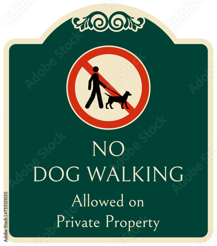 No dog poop warning sign no dog walking allowed on private property