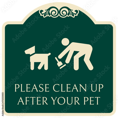 No dog poop warning sign please clean up after your pet