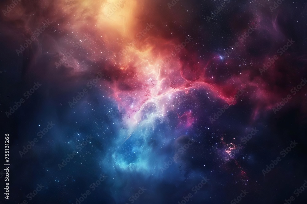 Stellar nebula illustration Showcasing a breathtaking cosmic landscape with vibrant colors and celestial phenomena