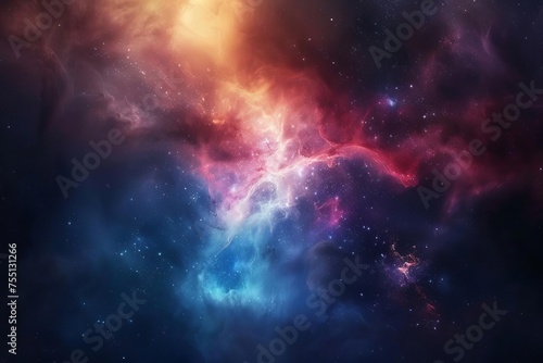 Stellar nebula illustration Showcasing a breathtaking cosmic landscape with vibrant colors and celestial phenomena © Jelena