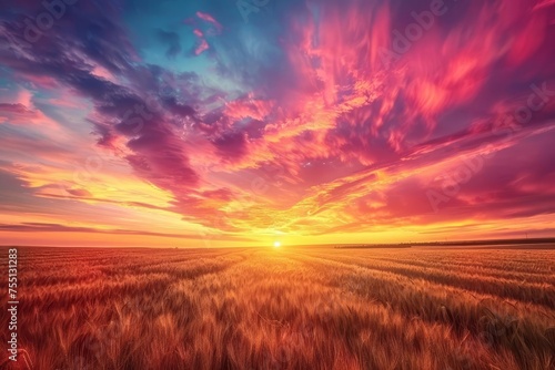 Stunning time-lapse of a sunset over a field Showcasing the beauty of nature's transitions with vivid colors and dynamic cloud movement