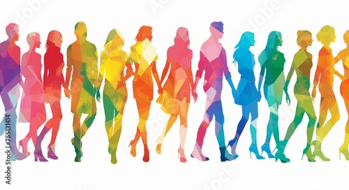 Colorful silhouettes of a diverse group of people. Diversity and equality concept.