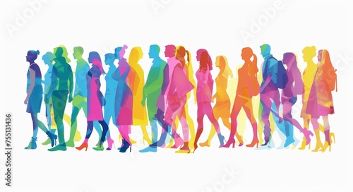 Colorful silhouettes of a diverse group of people. Diversity and equality concept.