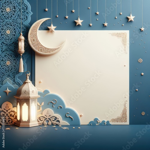 Ramadan, Eid mubarak moon and mosque beautiful background
