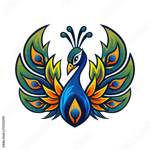 Vector esports logotype bird peacock on white background, logo peacock, icon peacock, sticker peacock, symbol peacock, emblem peacock
