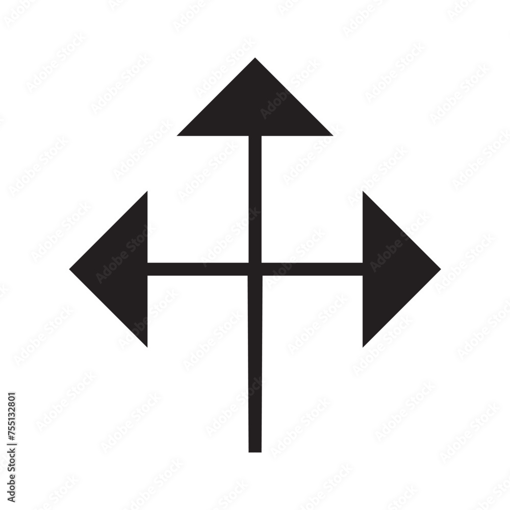 Three Headed Arrow Icon in trendy flat style isolated on white background. Arrow symbol for your web site design, logo, app, UI. Vector illustration, EPS10 . Three Headed Arrow Icon in trendy flat style isolated on white background. Arrow symbol for your web site design, logo, app, UI. Vector illustration, EPS10 .