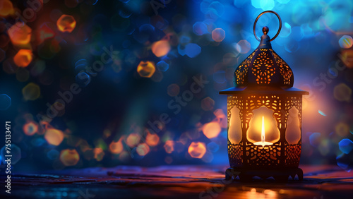 Glowing Arabic Lantern: A Symbol of Ramadan Kareem © 대연 김