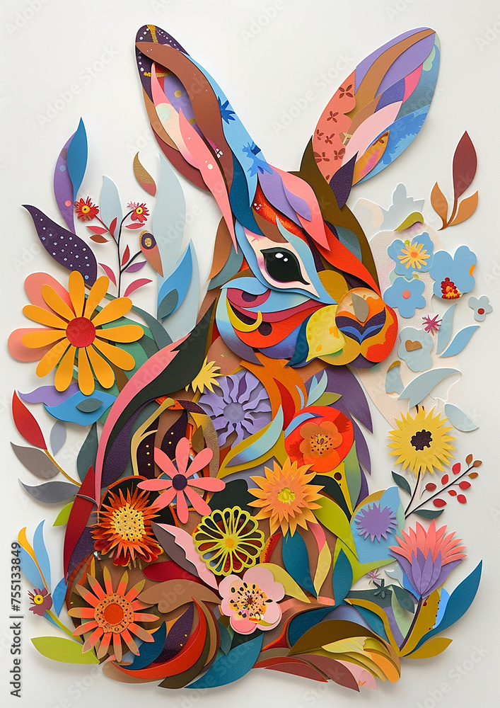 cut paper easter bunny art