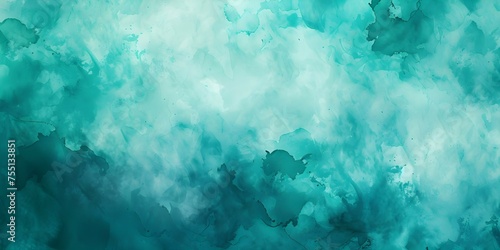Teal and Green Watercolor Background with Fluid Texture: Ideal for Banners. Concept Watercolor Art, Teal Background, Green Texture, Banner Design, Fluid Style