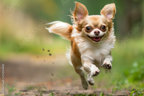 A small chihuahua dog runs happily ahead (2) © Iwona