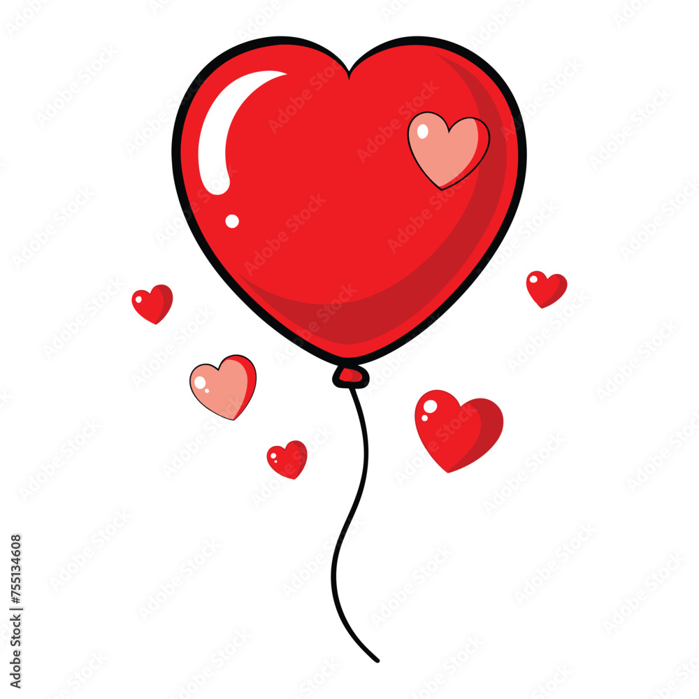 Red heart shape balloons in vector