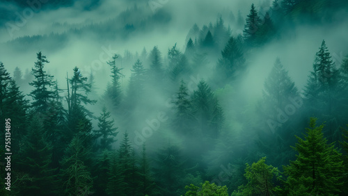 Misty Morning  The Dense Evergreen Forest of the Pacific Northwest
