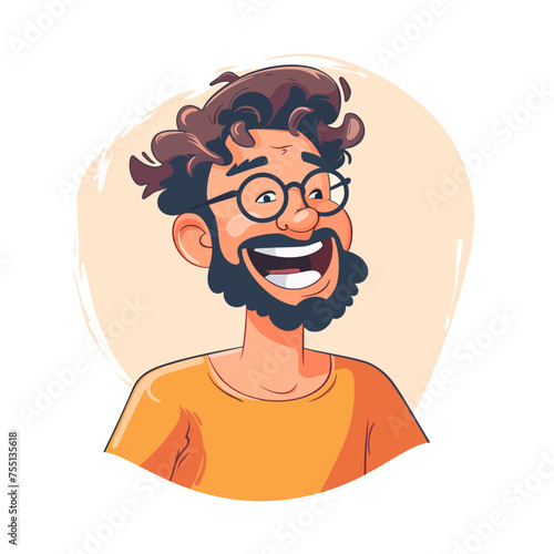 Smiling man in glasses. Vector illustration in a flat style.