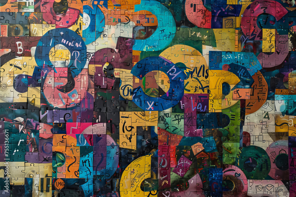 Obraz premium A pattern of numbers with digits, operators, and equations