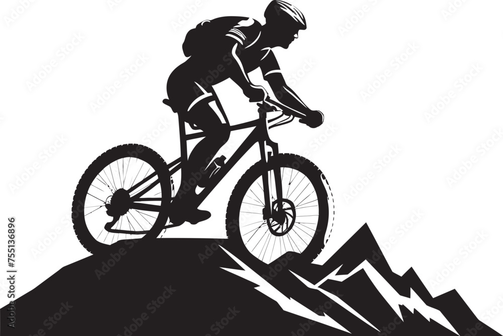 Fototapeta premium Mountain Trailblazer Exploring Heights Alpine Rider Emblem Pedaling Pathways