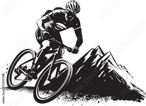 Fototapeta Naklejka Na Ścianę i Meble -  Pushing Limits, Embracing Freedom Mountain Biking Icon Beyond the Pavement Mountain Biker Leaving the Road Behind