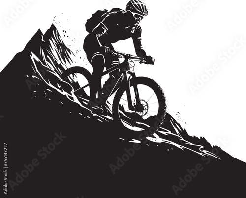 Vertical Velocity Biking Vector Emblem Mountain Majesty Crested Trailblazer Icon