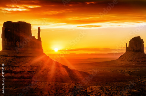 Sunrise view in the Monument valley. USA.