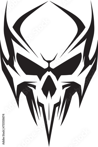 Celestial Carvings Vector Tattooed Skull Emblem Haunting Harmony Abstract Skull Design Fusion