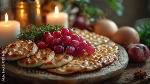 Envision the glow of candlelight illuminating a Passover Seder plate, showcasing the symbolic foods that represent the struggles and triumphs of the Jewish people throughout histor