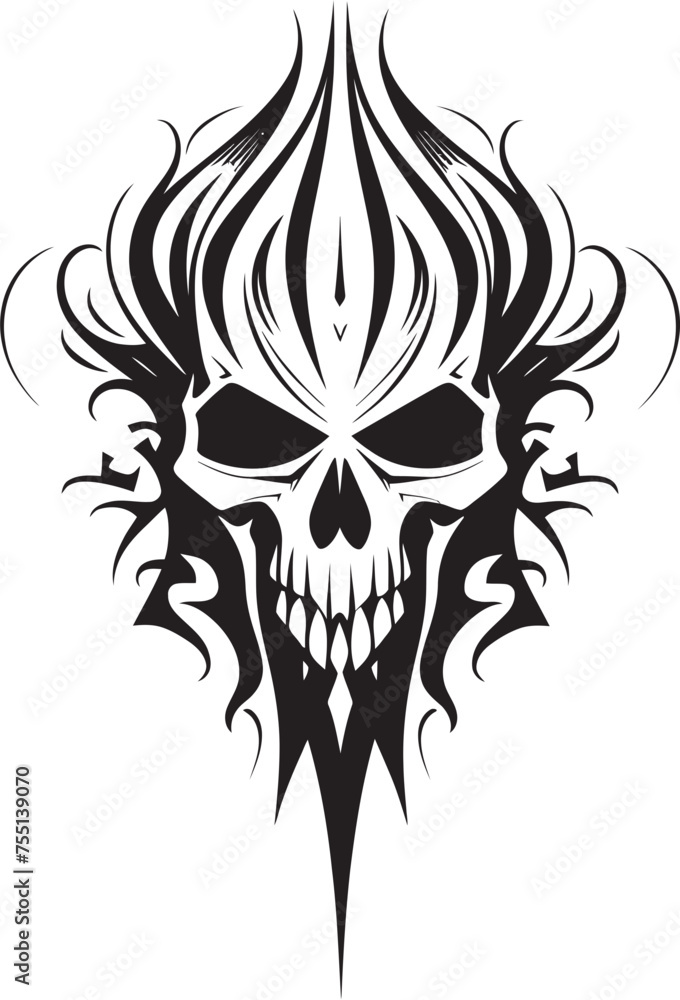 Fototapeta premium Enigmatic Echo Tattooed Vector Skull Icon Odyssey Symbolic Surrender Abstract Skull Emblem Fusion Vector Odyssey