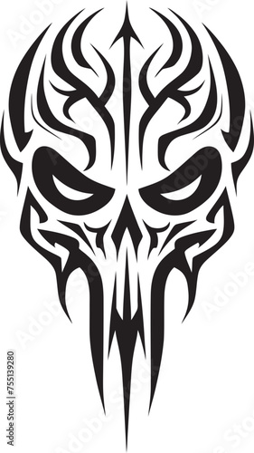 Celestial Carvings Abstract Skull Ink Whispers of the Void Tattoo Graphic Symbol