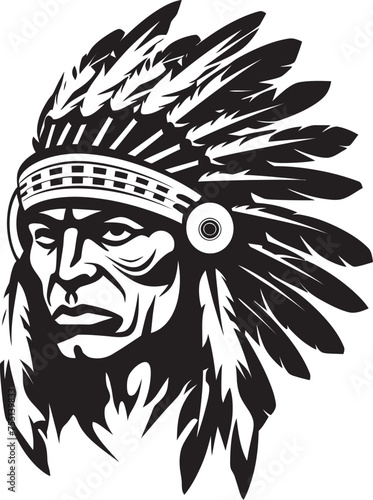 Brave Warrior Apache Logo Emblem Silent Guardian Apache Face Symbolic
