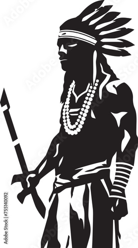 Brave Heart Apache Face Logo Icon Spirit of the Brave Apache Emblematic Vector